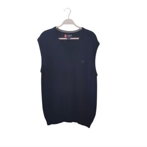 CHAPS Retro Grandpa Sleeveless Men's Sweater Vest Navy Blue Sz XL